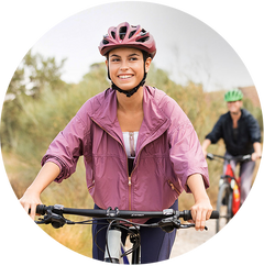Woman riding a bike
