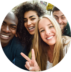 group shot of friends smiling