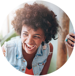 woman smiling and laughing